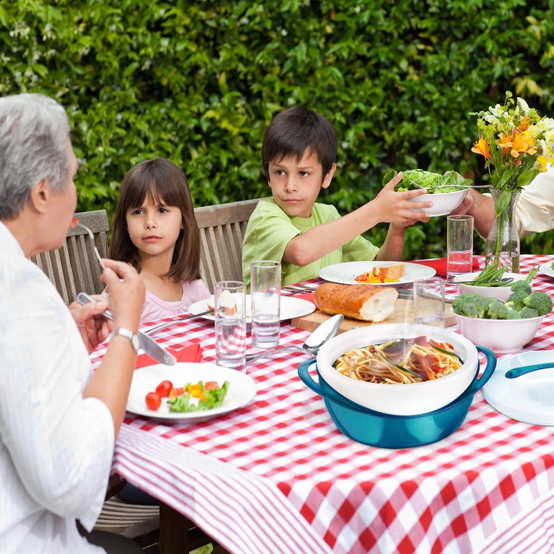Pinnacle Insulated Casserole Dish with Lid 3 pc. set 2.6/1.25/.6 qt. Elegant Hot Pot Food Warmer/Cooler - Large Thermal Soup/Salad Serving Bowl- Stainless Steel â€“Best Gift Set for Moms â€“Holidays Teal - Image 4